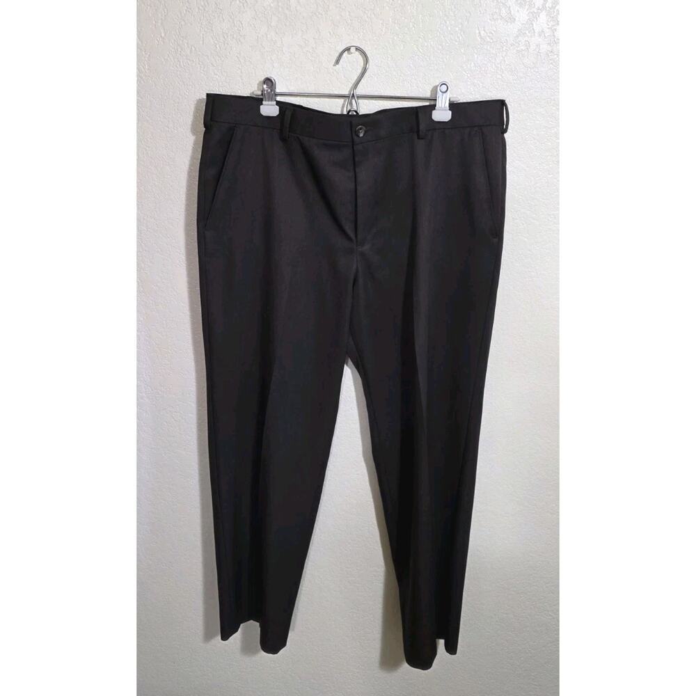 Izod Men’s Dark Brown Flat Front Straight Fit Slacks Dress Pants 38x32 Pleated